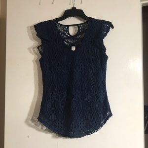 Navy lace top